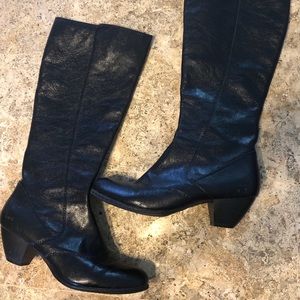 Boc calf black leather boots 9 40.5 2” heel